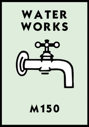 Monopoly Water Works Poster available in  Various Sizes and colours Framed Unframed Wall Art Deco Minimalist Home Decor House Gift Idea