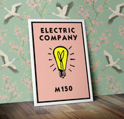 Monopoly Water Works Poster available in  Various Sizes and colours Framed Unframed Wall Art Deco Minimalist Home Decor House Gift Idea