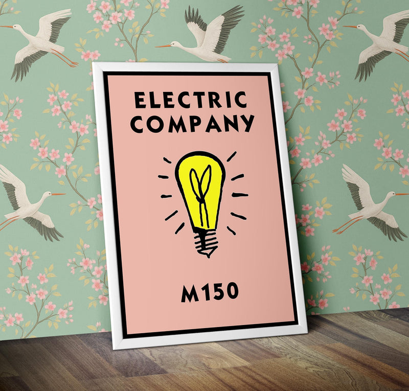 Monopoly Water Works Poster available in  Various Sizes and colours Framed Unframed Wall Art Deco Minimalist Home Decor House Gift Idea