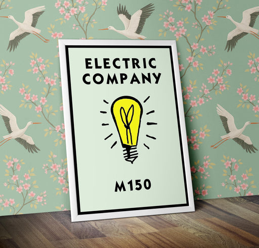 Monopoly Water Works Poster available in  Various Sizes and colours Framed Unframed Wall Art Deco Minimalist Home Decor House Gift Idea