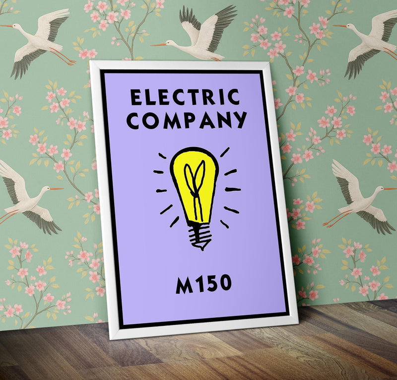 Monopoly Water Works Poster available in  Various Sizes and colours Framed Unframed Wall Art Deco Minimalist Home Decor House Gift Idea