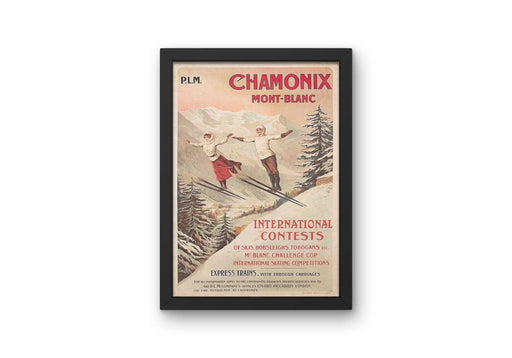 Vintage Poster Print Chamonix Mont-Blanc Ski Art, French Alps Wall Decor, Framed or Unframed Gift for Skier wall art poster – printed in Yorkshire