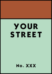 Personalised Monopoly Street Name Print Poster  Various Sizes Framed Unframed Custom Wall Art Deco Minimalist Home Decor House Gift Idea