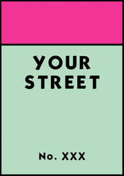 Personalised Monopoly Street Name Print Poster  Various Sizes Framed Unframed Custom Wall Art Deco Minimalist Home Decor House Gift Idea