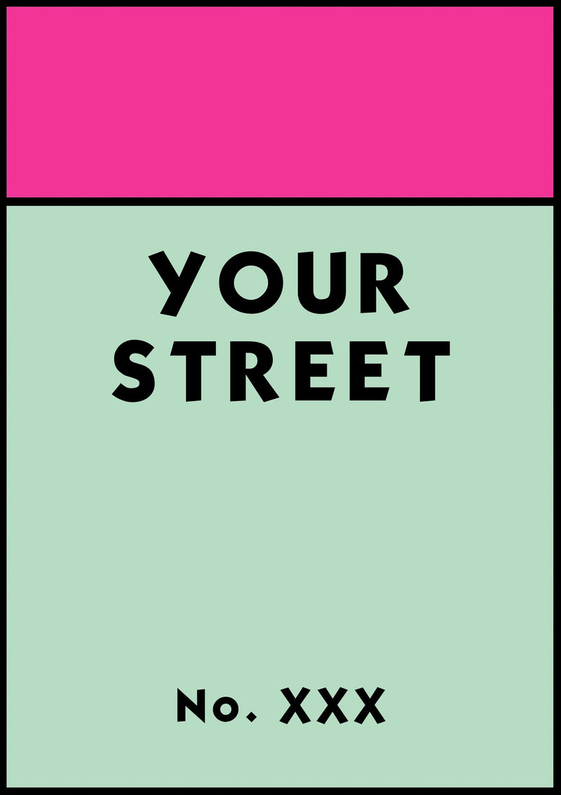 Personalised Monopoly Street Name Print Poster  Various Sizes Framed Unframed Custom Wall Art Deco Minimalist Home Decor House Gift Idea