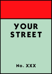 Personalised Monopoly Street Name Print Poster  Various Sizes Framed Unframed Custom Wall Art Deco Minimalist Home Decor House Gift Idea