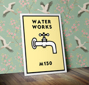 Monopoly Water Works Poster available in  Various Sizes and colours Framed Unframed Wall Art Deco Minimalist Home Decor House Gift Idea