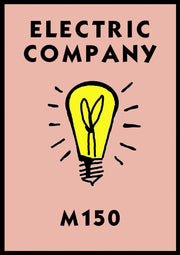 Monopoly Water Works Poster available in  Various Sizes and colours Framed Unframed Wall Art Deco Minimalist Home Decor House Gift Idea