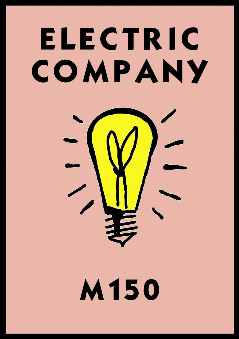 Monopoly Water Works Poster available in  Various Sizes and colours Framed Unframed Wall Art Deco Minimalist Home Decor House Gift Idea