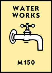 Monopoly Water Works Poster available in  Various Sizes and colours Framed Unframed Wall Art Deco Minimalist Home Decor House Gift Idea