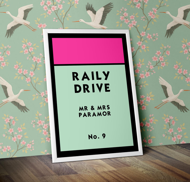 Personalised Monopoly Street Name Print Poster  Various Sizes Framed Unframed Custom Wall Art Deco Minimalist Home Decor House Gift Idea