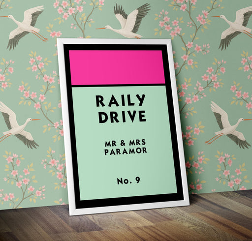 Personalised Monopoly Street Name Print Poster  Various Sizes Framed Unframed Custom Wall Art Deco Minimalist Home Decor House Gift Idea