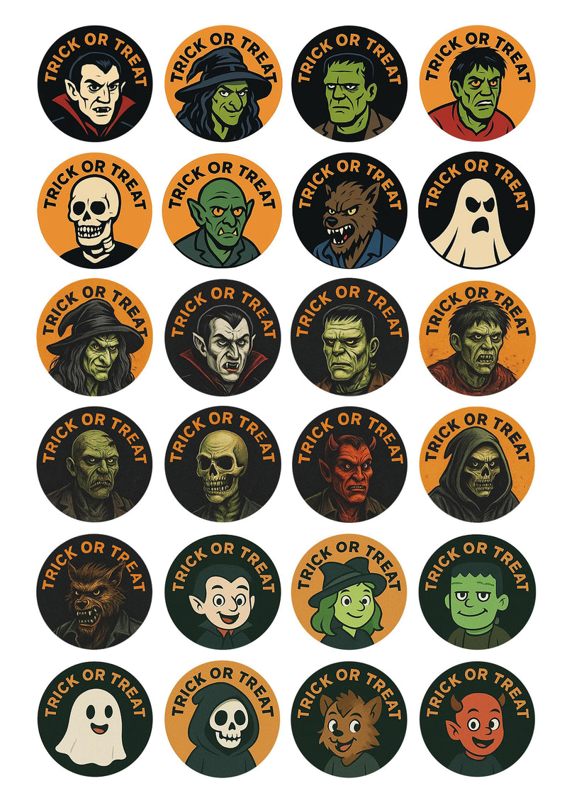 Halloween Gloss Stickers: Party Favor Treat Bag Labels (24 x 45mm)