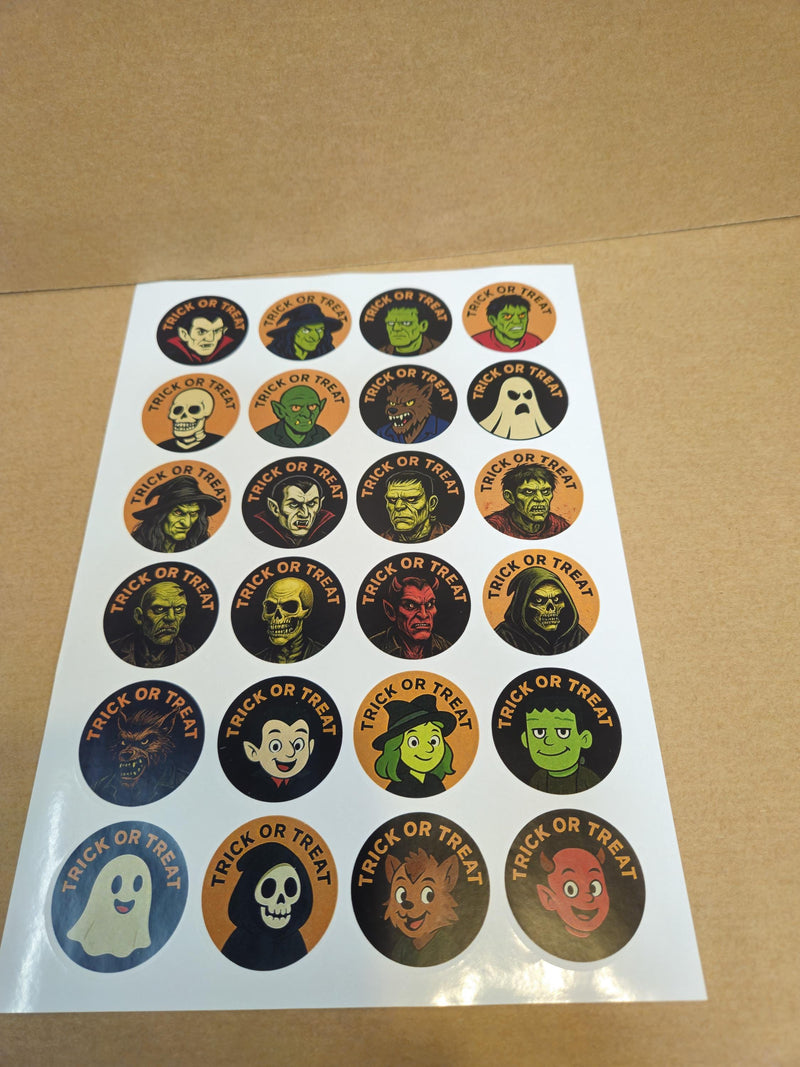 Halloween Gloss Stickers: Party Favor Treat Bag Labels (24 x 45mm)