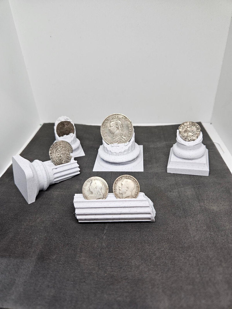 Roman Column Coin Display Stands: 3D Printed Archaeology Gift - Set of 5