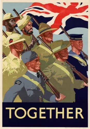 Vintage WWII British Together Allies United World War 2 Poster WW2 Re-Print Reproduction Print