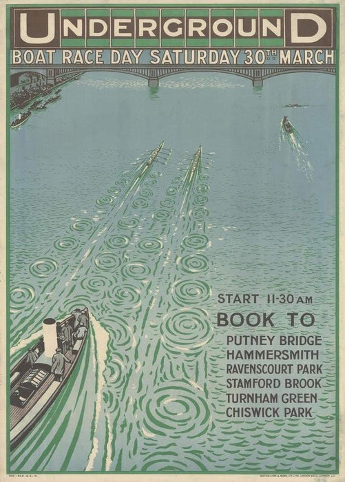 Vintage London Underground 'The Boat Race', 1913, Reproduction   Classic English Travel Poster