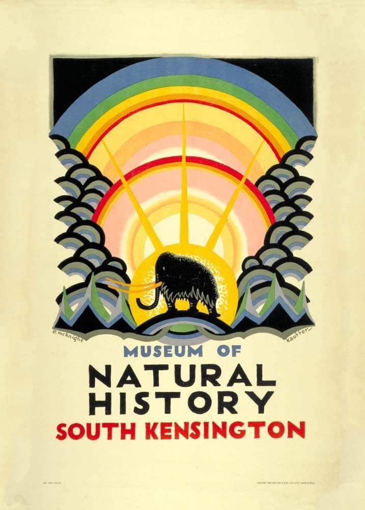 Vintage London Underground 'The Natural History Museum', 1923, Edward McKnight Kauffer, Reproduction   Vintage Travel Poster