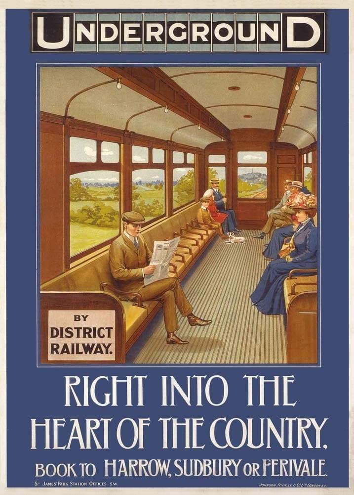 Vintage London Underground 'Right into The Heart of The Country', Reproduction Vintage Classic English Travel Poster (Various Sizes Available)