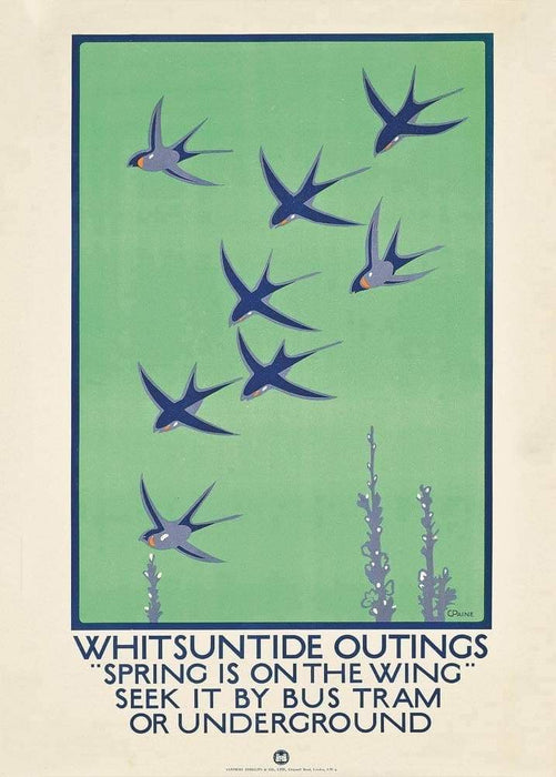 Vintage London Underground 'Whitsuntide Outings', England, 1921, Reproduction   Vintage Art Deco Travel Poster