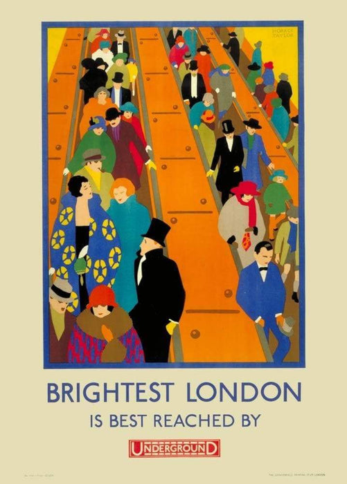 Vintage London Underground 'Brightest London is Reached by Underground', 1924, Horace Taylor, Reproduction   Vintage Travel Poster