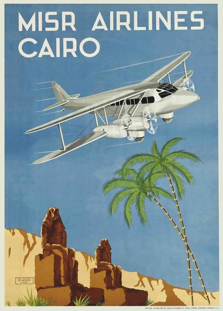 Vintage Travel Egypt 'Cairo with MISR Airlines', 1934, Reproduction Vintage Art Deco Travel Poster (Various Sizes Available)