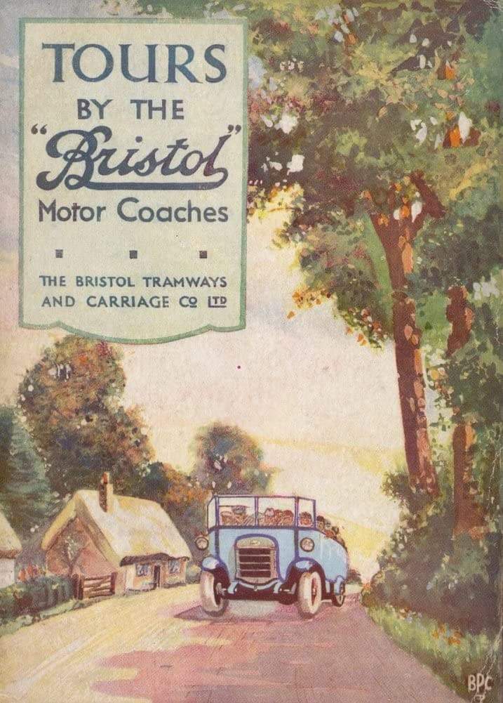 Vintage Travel England 'Bristol Tours by The Bristol Motor Tramways Company', 1920, Reproduction   Vintage Travel Poster