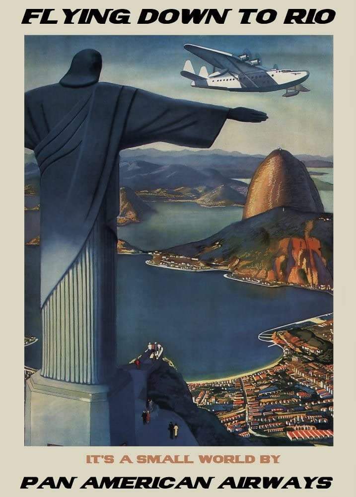 Vintage Travel Brazil 'Flying Down to Rio', U.S.A, 1930, Reproduction Vintage Art Deco Travel Poster (Various Sizes Available)