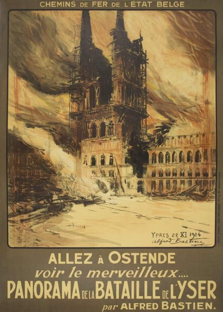 Vintage Travel Belgium 'Ostend Panaram of The Battle of The Yser', Belgium, 1910, Reproduction Vintage Poster (Various Sizes Available)