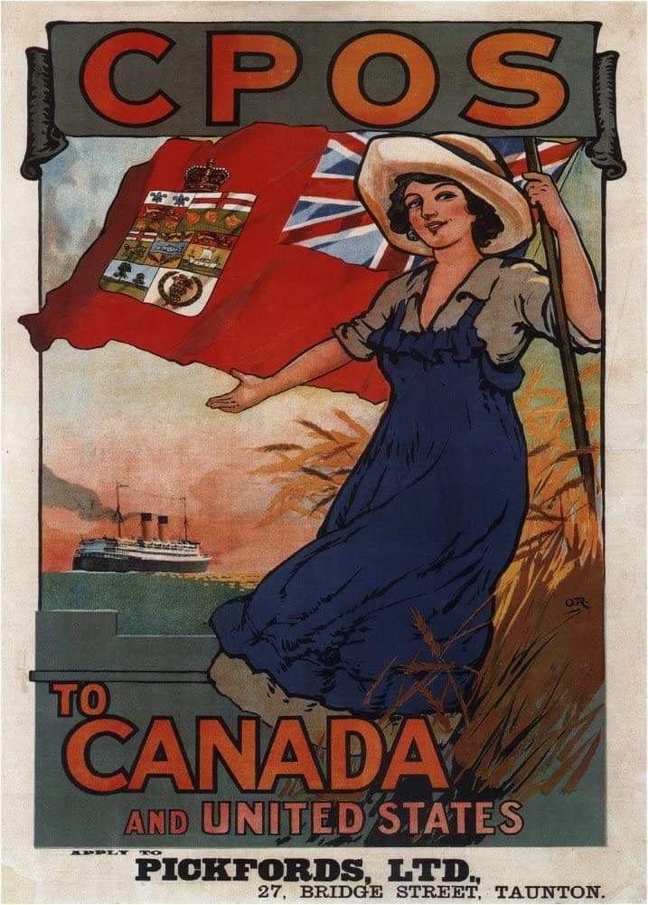 Vintage Travel Canada 'Canadian Pacific. Apply to Pickfords, Taunton, Devon', 1923, Reproduction   Vintage Art Deco Travel Poster