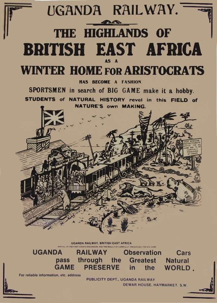 Vintage Travel Africa 'Uganda with Uganda Railway for The Highlands of The British East Africa', Circa. 1900's, Reproduction   Vintage Travel Poster