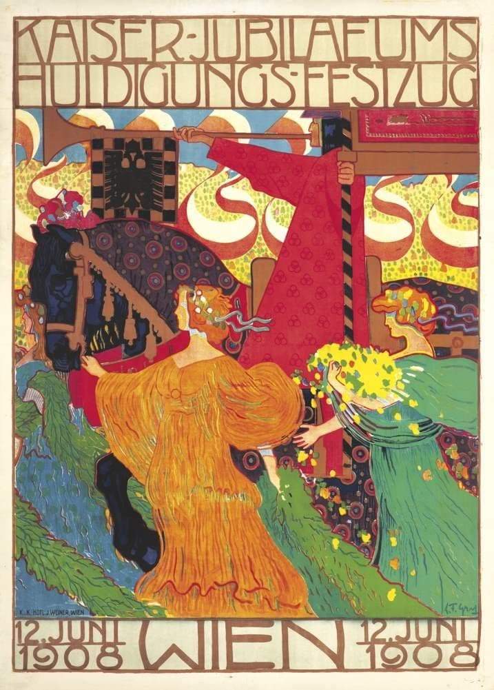 Vintage Travel Austria 'Vienna for The Kaiser's Anniversary', Austria, 1908, Reproduction   Vintage Travel Poster