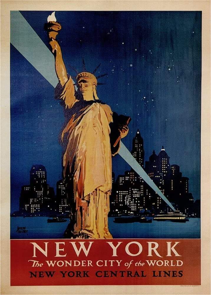 Vintage Travel America 'New York. The Wonder City of The World', U.S.A, 1927, Reproduction   Vintage Art Deco Travel Poster