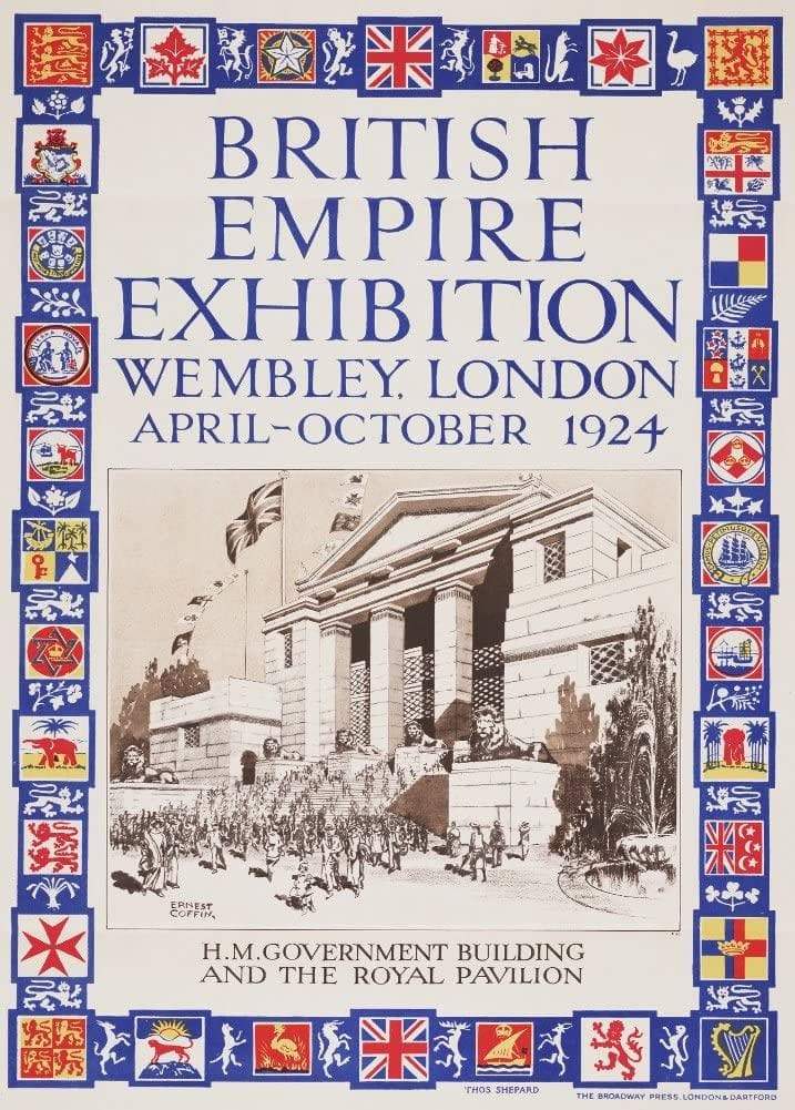 Vintage Travel England 'British Empire Exhibition, Wembley, London. The Royal Pavillion', 1924, Reproduction Vintage Art Deco Travel Poster (Various Sizes Available)