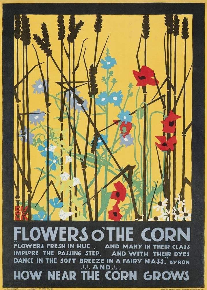 Vintage London Underground 'Flowers o' The Corn', 1920, Edward McKnight Kauffer, Reproduction   Classic Art Deco English Travel Poster