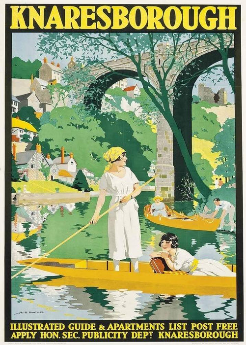 Vintage Travel England 'Knaresborough', 1920-30's, Reproduction   Art Deco Vintage Travel Poster