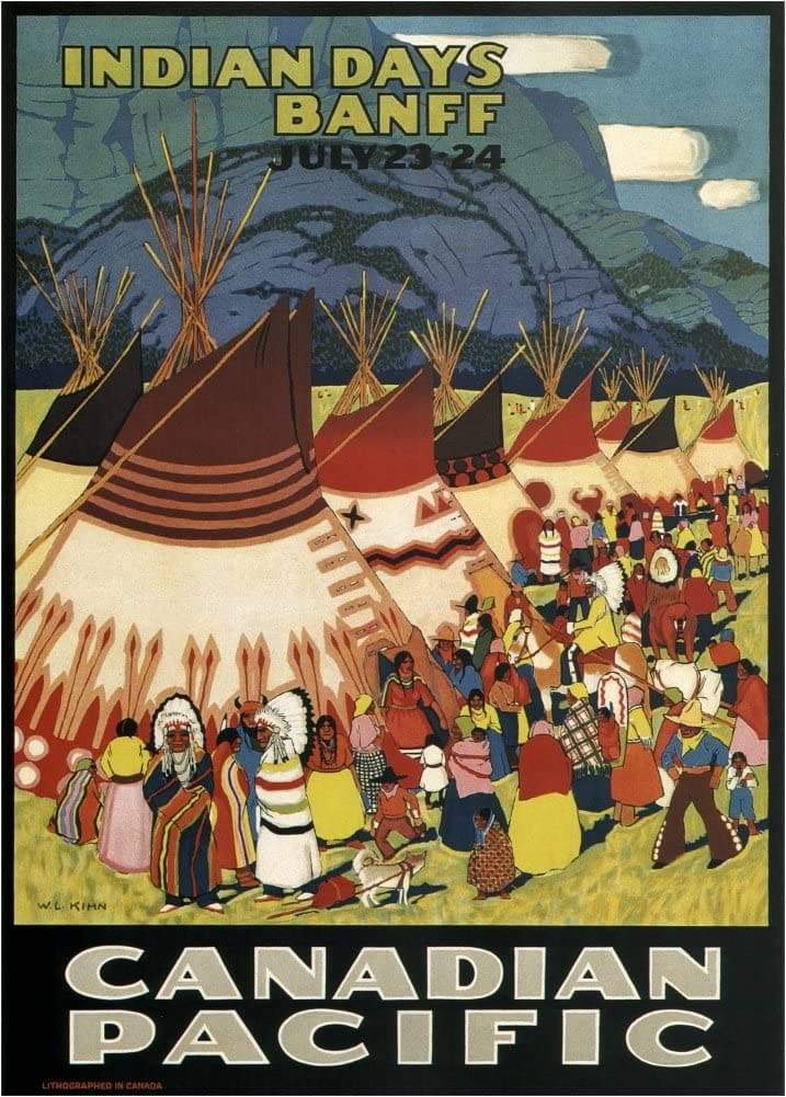 Vintage Travel Canada 'Indian Days at Banff with Canadian Pacific', 1925, Reproduction Vintage Art Deco Travel Poster (Various Sizes Available)