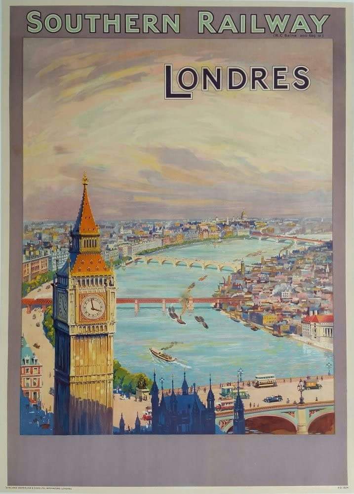 Vintage Travel England 'London with Southern Railways', 1924, Reproduction Vintage Art Deco Travel Poster (Various Sizes Available)