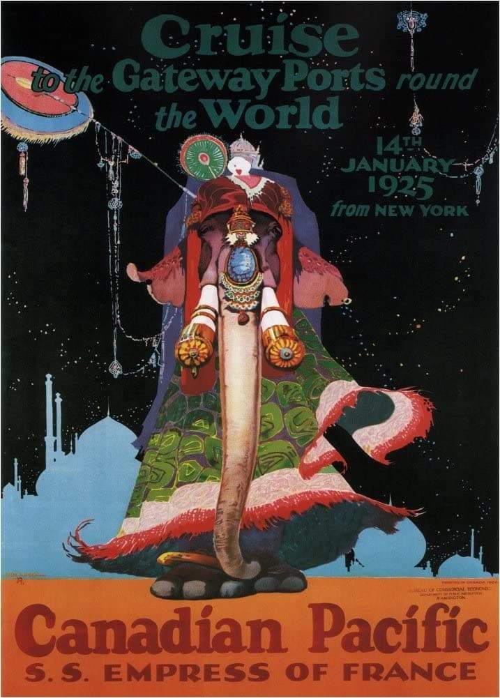 Vintage Travel Canada 'Cruise to The Gateway Ports of Around The Wolrd with The S.S Empress', 1923, Reproduction   Vintage Art Deco Poster