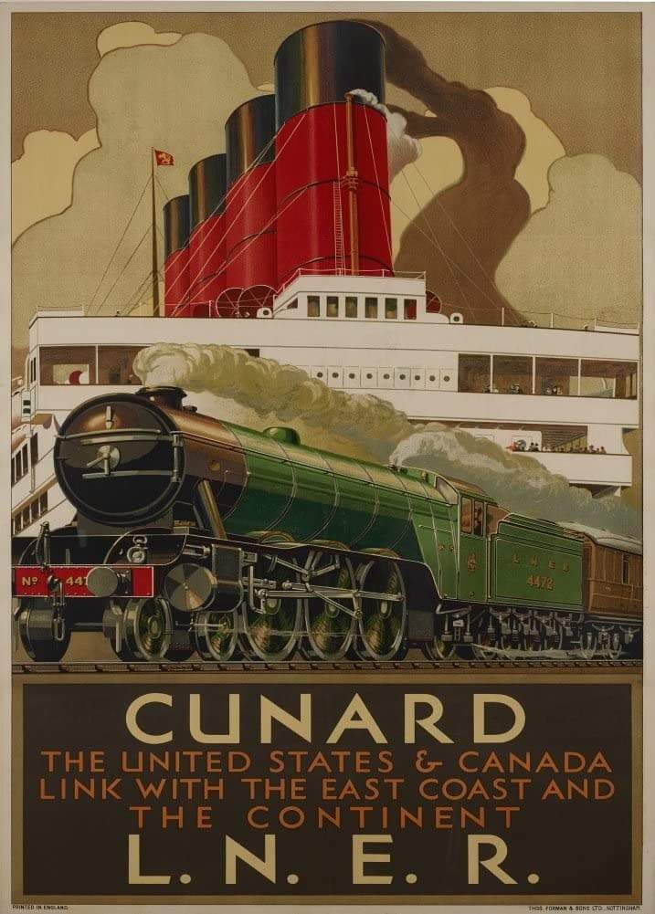 Vintage Travel Canada 'Cunard Line Also to America', 1939, Reproduction Vintage Art Deco Travel Poster (Various Sizes Available)
