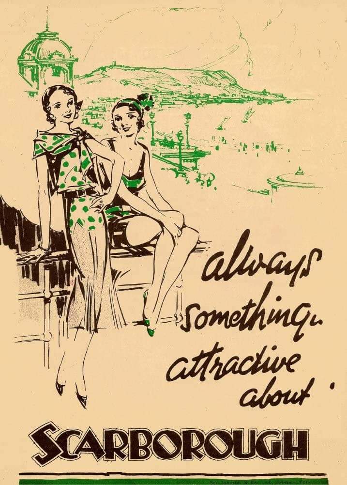 Vintage Travel England 'Scarborough. There's Always Something Attractive', 1935, Reproduction   Vintage Art Deco Travel Poster
