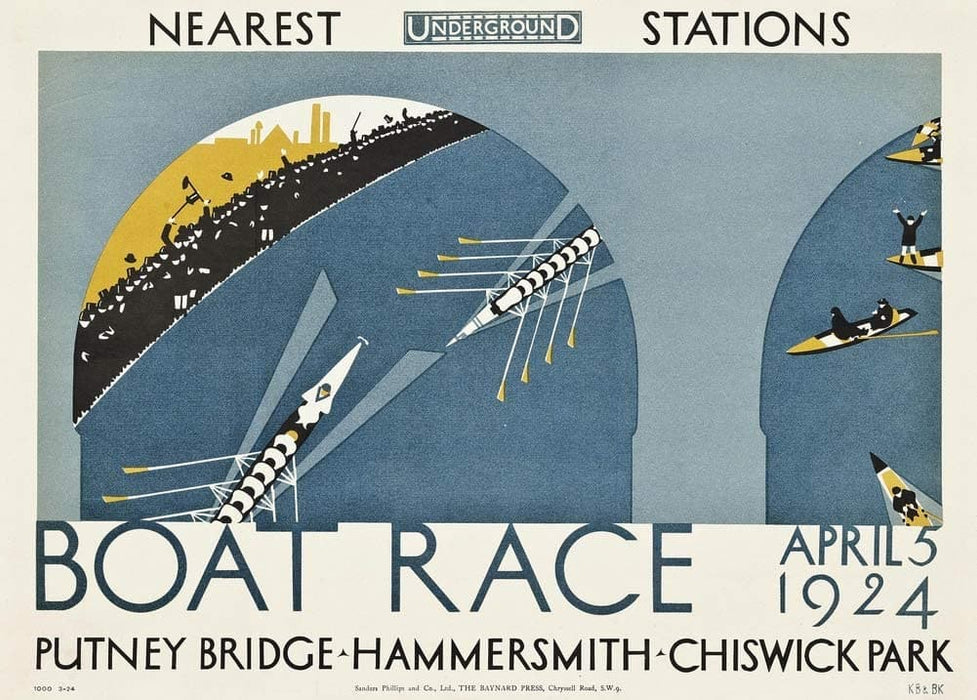 Vintage London Underground 'The Boat Race', 1924, Reproduction   Art Deco English Travel Poster