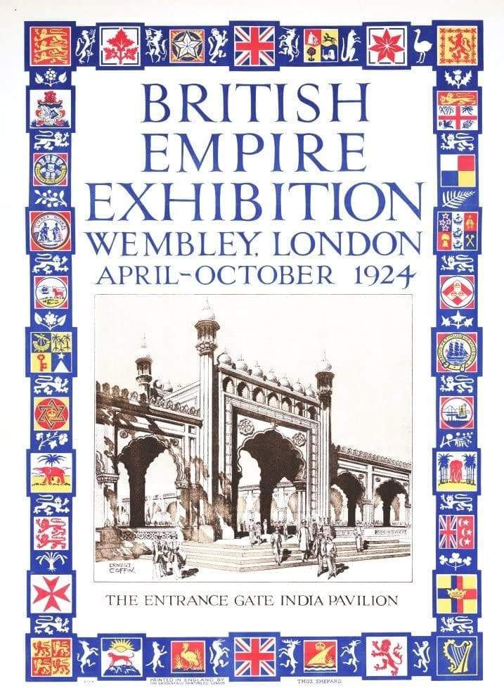 Vintage Travel England 'British Empire Exhibition at Wembley', 1924, Reproduction Vintage Art Deco Travel Poster (Various Sizes Available)
