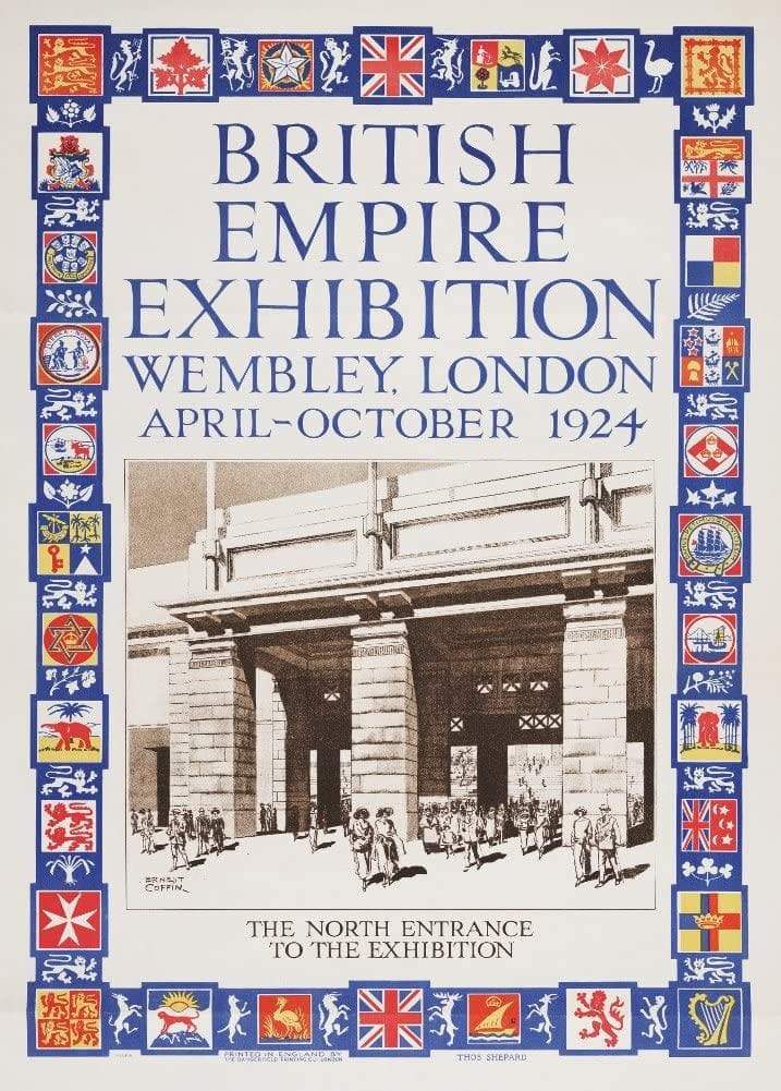 Vintage Travel England 'British Empire Exhibition, Wembley, London. The Palace of Engineering', 1924, Reproduction Vintage Art Deco Travel Poster (Various Sizes Available)