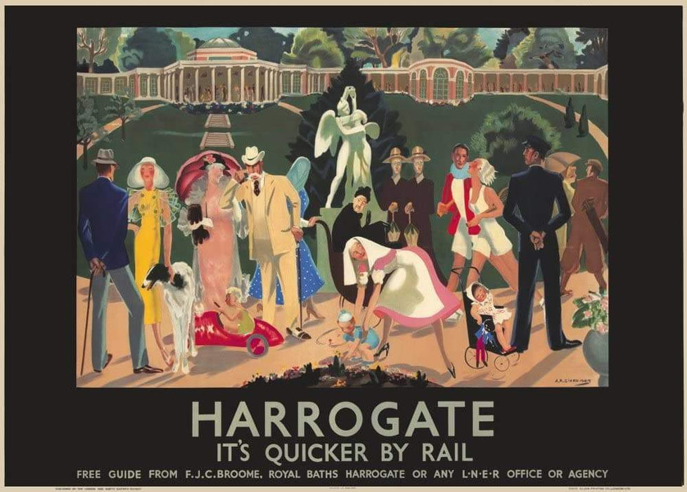 Vintage Travel England 'Harrogate in Yorkshire with London North Eastern Railway', Circa. 1920-30's, Reproduction   Vintage Art Deco Travel Poster