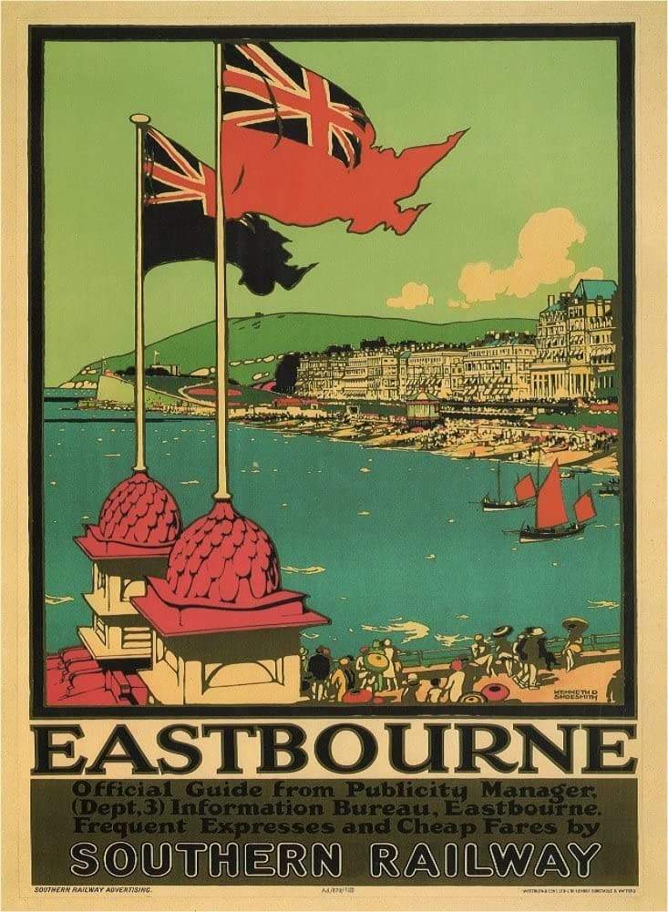 Vintage Travel England 'Eastbourne, Sussex with Southern Railways', 1929, Reproduction Vintage Art Deco Travel Poster (Various Sizes Available)