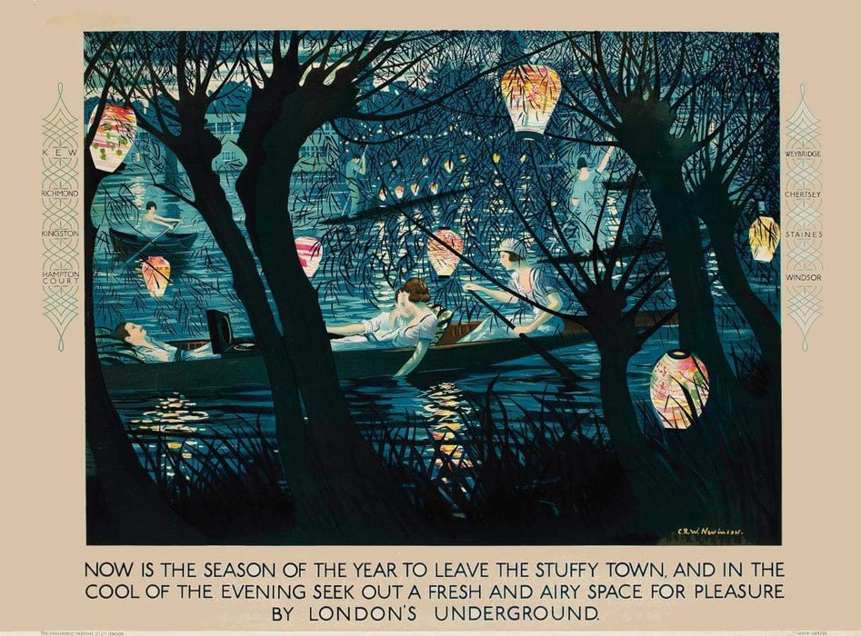 Vintage London Underground 'Now is The Season', 1925, Reproduction   Vintage English Art Deco Travel Poster