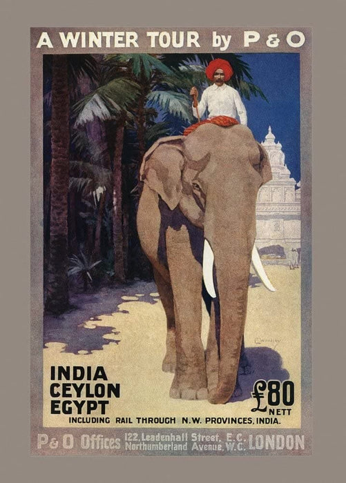 Vintage Travel India 'P and O Tours Also to Sri Lanka and Egypt', 1913, Reproduction   Vintage Travel Poster
