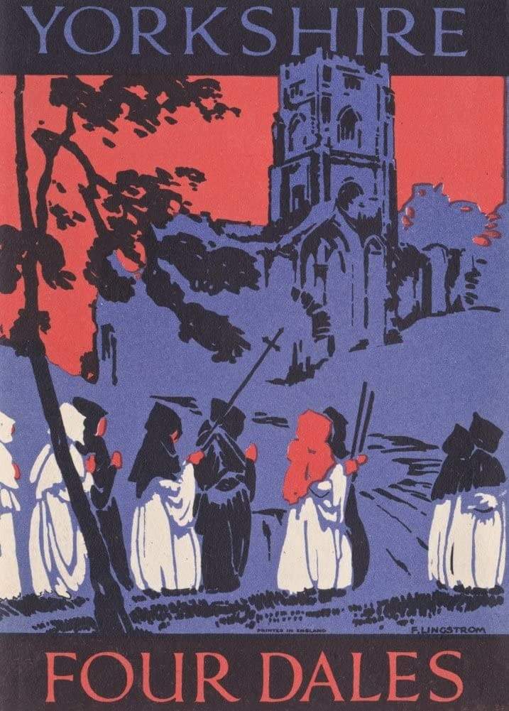 Vintage Travel England 'Yorkshire Four Dales', 1923, Reproduction   Vintage Art Deco Travel Poster