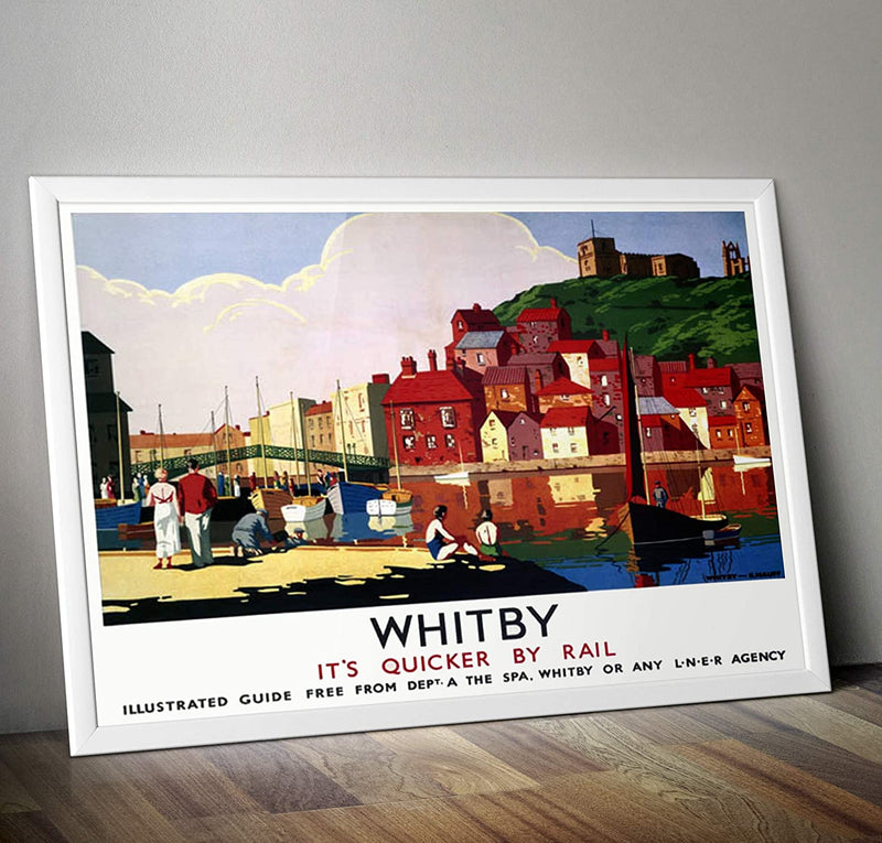 Whitby Yorkshire Wall Art Railway Travel Poster and print (Various Sizes Available)